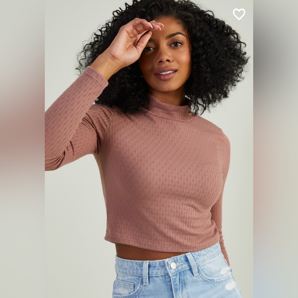 NWT Altar’d State Leia Ribbed Mock Neck Top Mauve Medium
